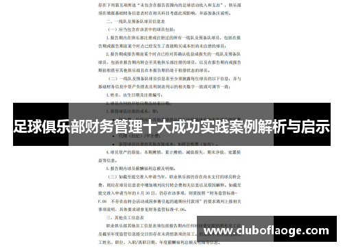 足球俱乐部财务管理十大成功实践案例解析与启示